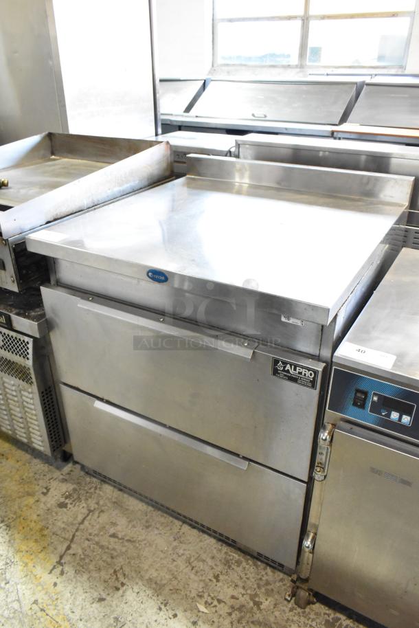 Randell stainless steel 2-drawer work top cooler, 115 volts, 1 phase, with visible brand logo. Suitable for commercial use.