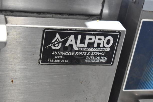 Randell stainless steel 2-drawer worktop cooler, 115 volts, 1 phase, commercial use. ALPRO service label visible.