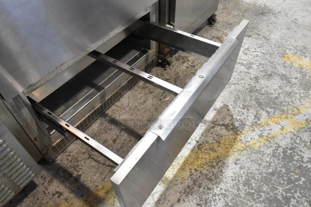 Randell stainless steel commercial 2-drawer work top cooler, 115V, 1 Phase. Open drawer, sturdy design, ideal for restaurants.
