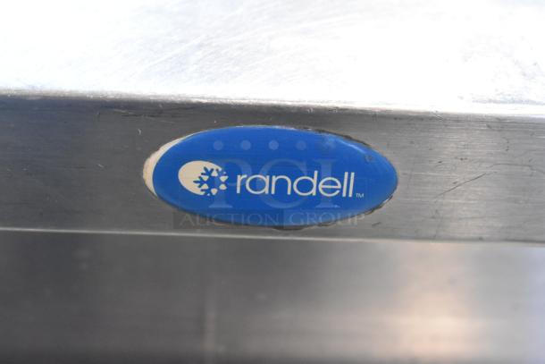 Randell stainless steel 2-drawer work top cooler, featuring a blue Randell logo. 115 volts, 1 phase, commercial-grade.