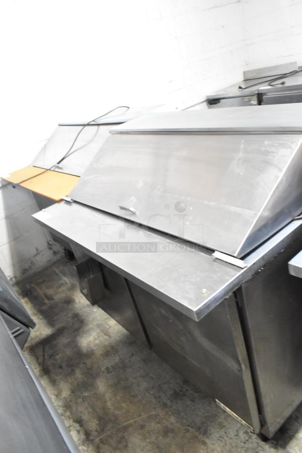 Beverage Air SPE48-18M stainless steel prep table, Bain Marie feature, on commercial casters, 115V, 1 phase, used condition.