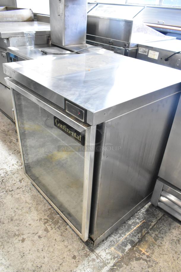 2019 Continental SW27NGD stainless steel single door undercounter cooler merchandiser. Good condition, 115V, 1 Phase.