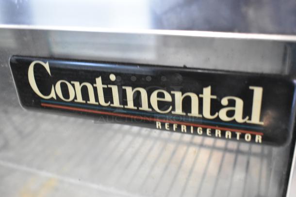 2019 Continental SW27NGD stainless steel cooler, single door, 115V, commercial use, features visible brand label.