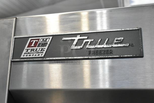 2017 True T-19F stainless steel commercial freezer, single door, poly-coated racks, 115V, 1 phase, True logo visible.