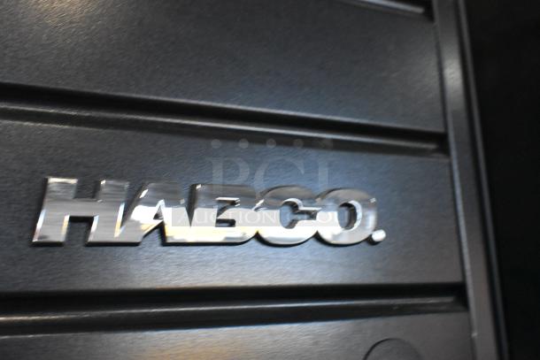 2019 Habco SE18 metal commercial cooler, single door, poly-coated racks, 115 volts, 1 phase. Brand logo visible.