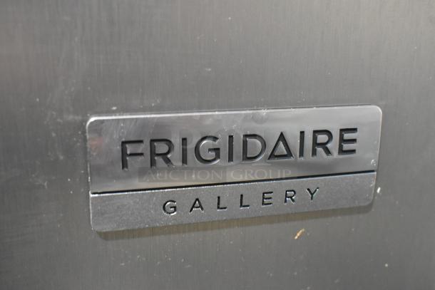 Frigidaire Gallery FGFR727-6COM stainless steel cooler with freezer, 115 volts, 1 phase, brand logo visible.