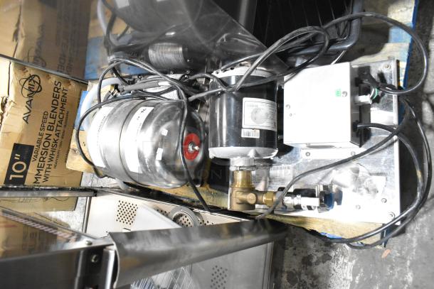 Scotsman stainless steel ice head on 2022 Lancer TP30 carbonated beverage dispenser. 115V, 1Phase. Visible cables and components.