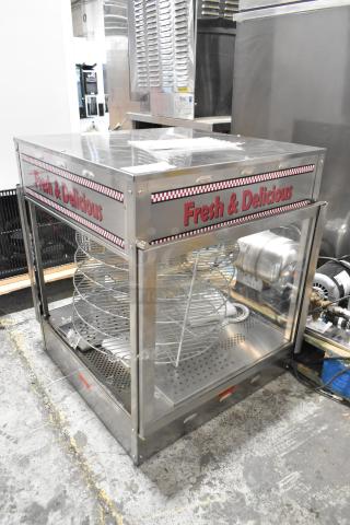 BRAND NEW SCRATCH AND DENT! Benchmark USA 51018 Humidified Rotating Pizza / Pretzel Display Warmer with Pretzel Rack and 18