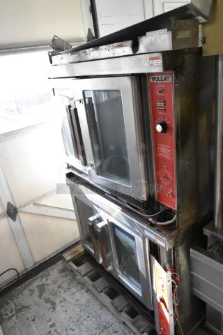 2 Vulcan VC4GD Stainless Steel Commercial Natural Gas Powered Full Size Convection Oven w/ View Through Doors, Metal Oven Racks and Thermostatic Controls. 2 Times Your Bid! - Item #1213109