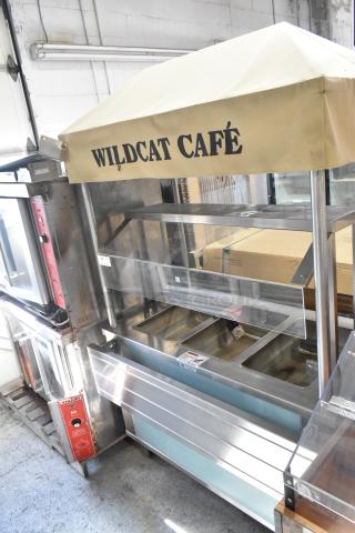 Piper Products 730301 stainless steel electric steam table with sneeze guard and tray slide, 208V, 1-phase, used condition.