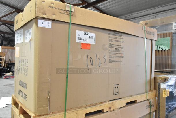 Brand new Hoshizaki CC65 metal commercial back bar bottle cooler in box. Features 2 sliding lids, 115 volts, 1 phase.