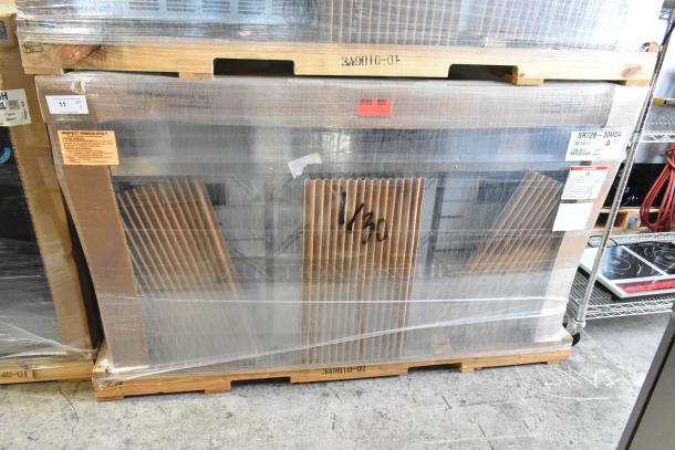 Brand new Hoshizaki SR72B-30MD4 stainless steel prep table, in box, on pallet. Features 4 drawers, 1 door, 115V, 1 phase.