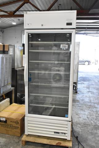 2021 True TSCI-600R-G-PH commercial single door reach-in cooler, glass door, poly-coated racks, 115 volts, excellent condition.
