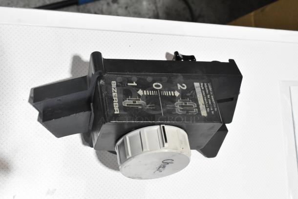 Bizerba SE 12 US countertop meat slicer with blade sharpener, 120V, 1 Phase, shown from above.