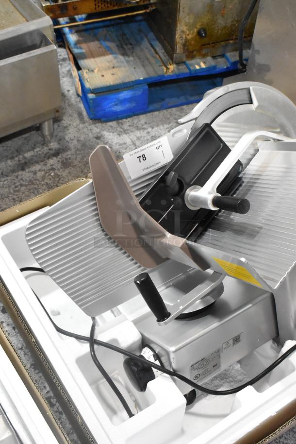 Bizerba SE 12 US Metal Commercial Meat Slicer with Blade Sharpener, 120V, 1 Phase, in excellent condition.