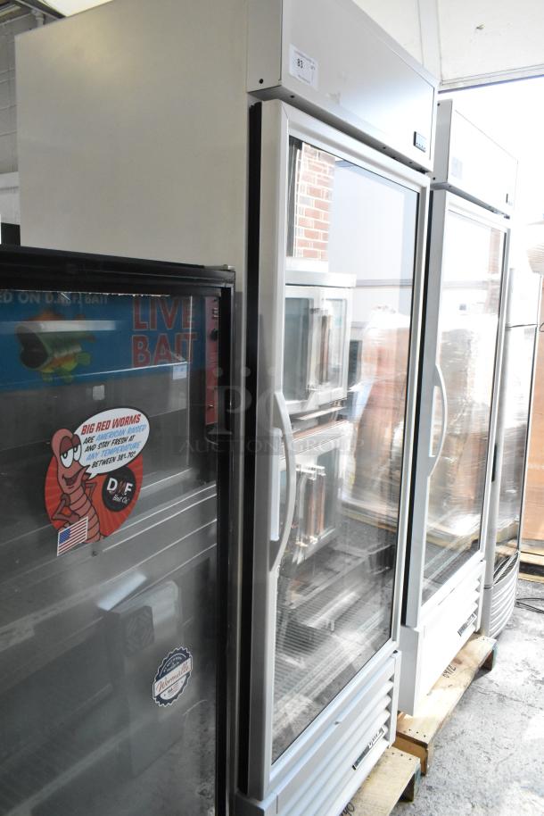 2021 True TSCI-600R-G-PH metal single-door cooler merchandiser with glass front, poly-coated racks; 115V, 1-phase.