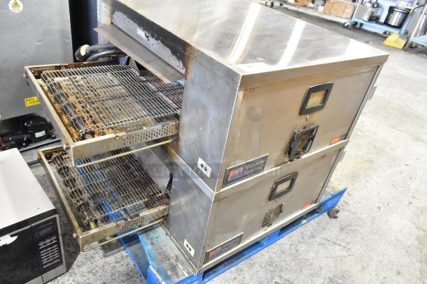Middleby Marshall DZ33T CTX stainless steel conveyor pizza oven, electric, 208/240V, signs of use.