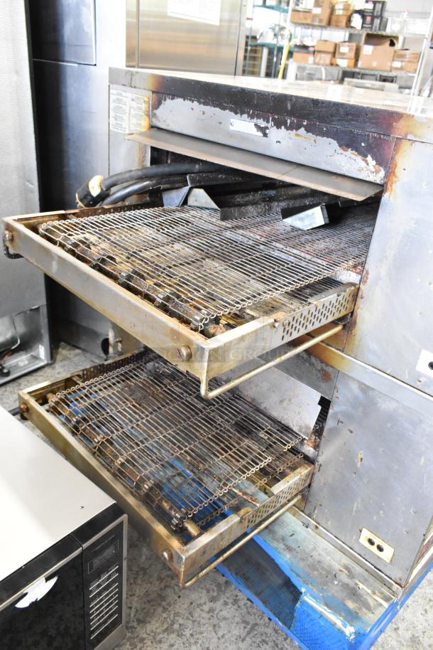 Middleby Marshall DZ33T CTX stainless steel conveyor pizza oven, electric, 208/240V, 1 phase, pre-owned condition.