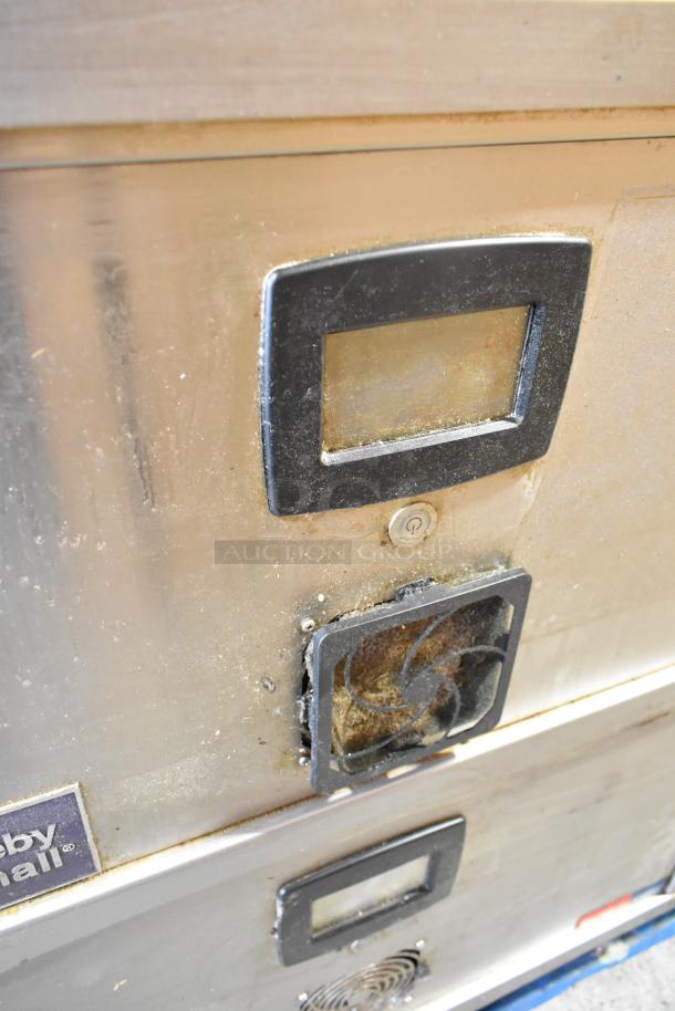 Middleby Marshall DZ33T CTX stainless steel commercial conveyor pizza oven. Electric. Used condition, visible dirt and wear.