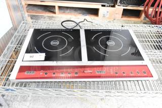 2023 Avantco 177IC18DB stainless steel induction range, 2 burners, electric, countertop, visible damage, 120V, 1 phase.