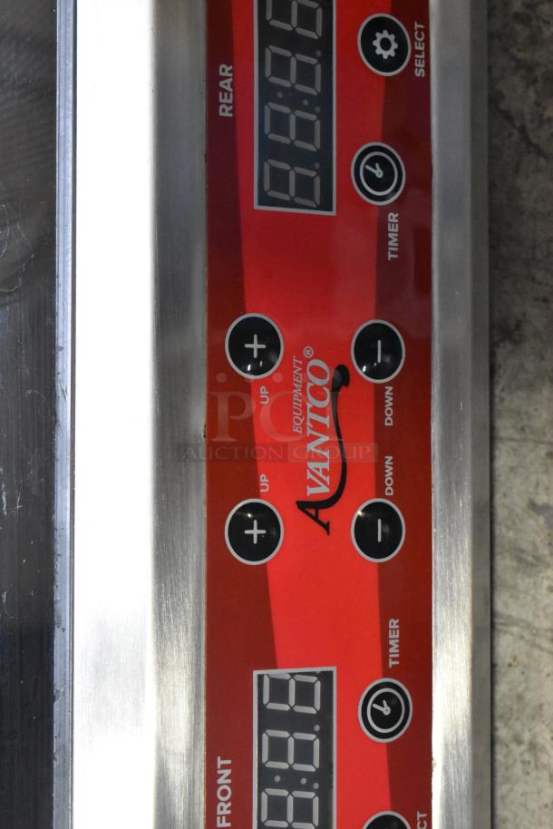 2023 Avantco 177IC35SU induction range control panel, featuring timer and temperature controls; stainless steel finish.