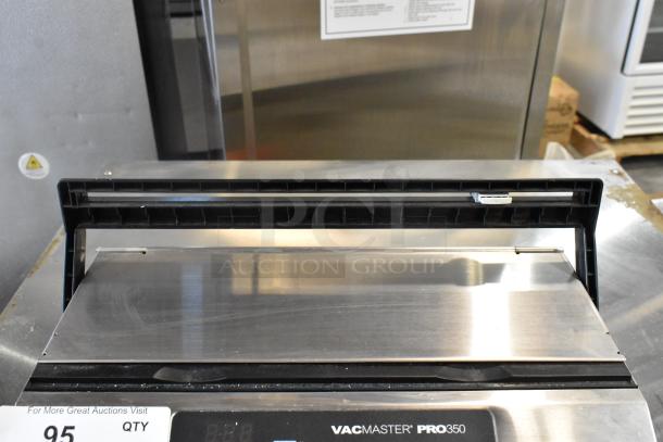 2016 VacMaster Pro350 Stainless Steel Vacuum Sealer, countertop model, 120V, 1 phase, model label visible, used.