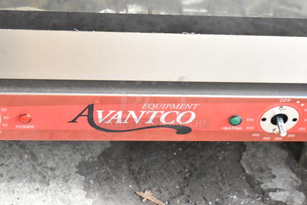 Avantco 177CO28M stainless steel countertop convection oven, controls showing temperature settings, 208/240V, 1 phase.