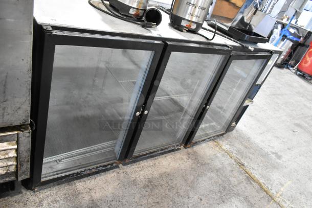 Beverage Air BB72G three-door back bar cooler with glass doors. Metal build, 115 volts, 1 phase. Used condition.