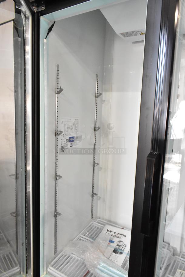 BRAND NEW Avantco 178GDC40HCB 48" customizable glass door merchandiser refrigerator, LED lighting, 115V, 1 Phase.