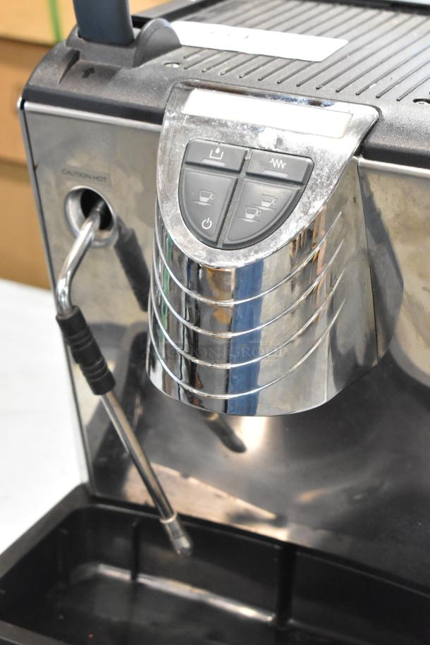 Nuova Simonelli Oscar II AD espresso machine, metal body, single group, 120V, steam wand, controls panel, countertop model.