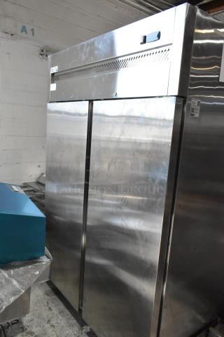 Brand new 2024 Avantco 178Z2FHC stainless steel commercial freezer, 2-door, poly racks. Scratch and dent, 115V, 1 phase.