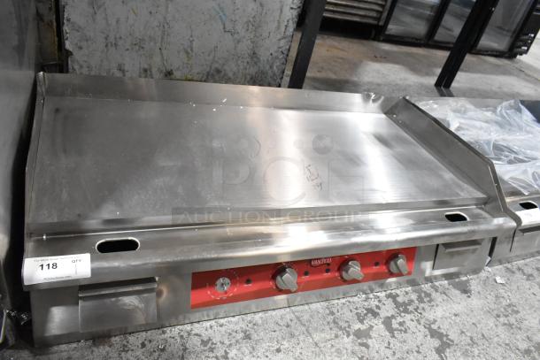 Brand new Avantco 177EG48N stainless steel 48" electric countertop griddle with minor scratches. 208/240 volts, 1 phase.