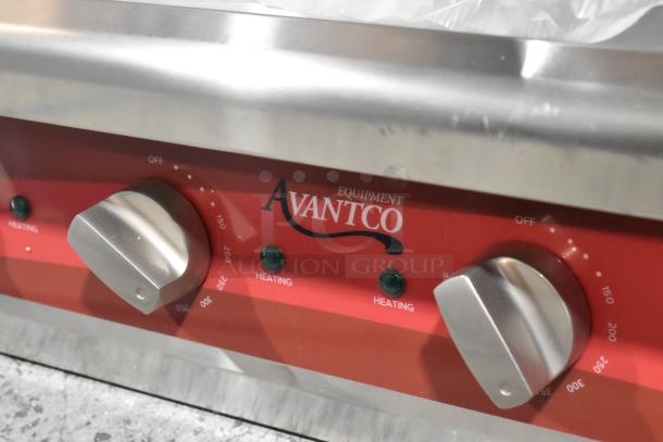 Stainless steel Avantco 177EG48N 48" electric griddle, brand new with minor cosmetic blemishes. 208/240V, 1 phase.