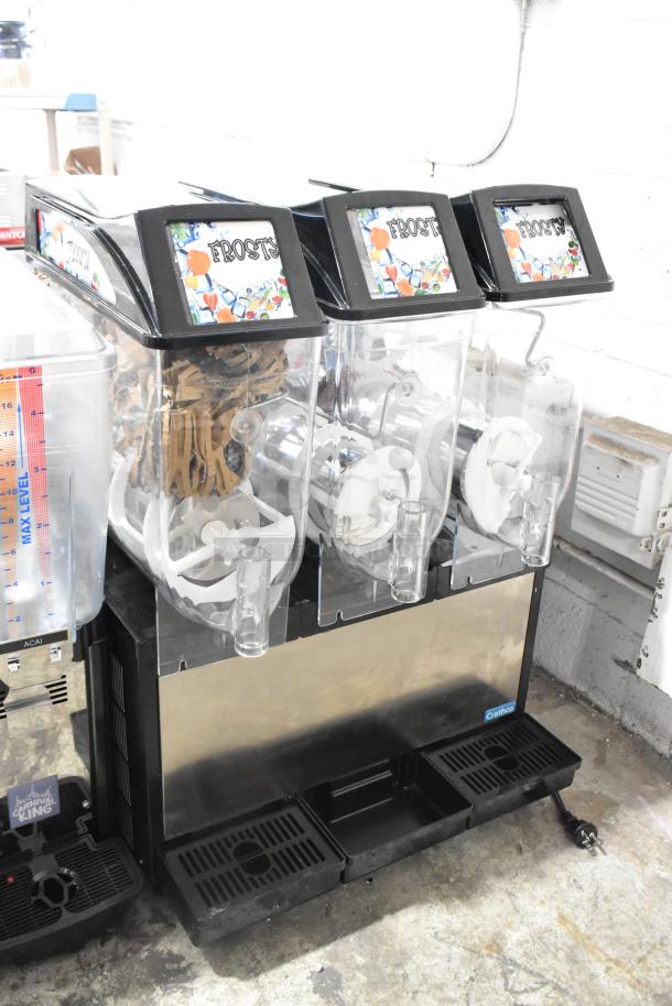BRAND NEW 2023 Crathco FROSTY3NEW stainless steel commercial 3 hopper slushie machine, 115V, 1 phase. Scratch and dent.