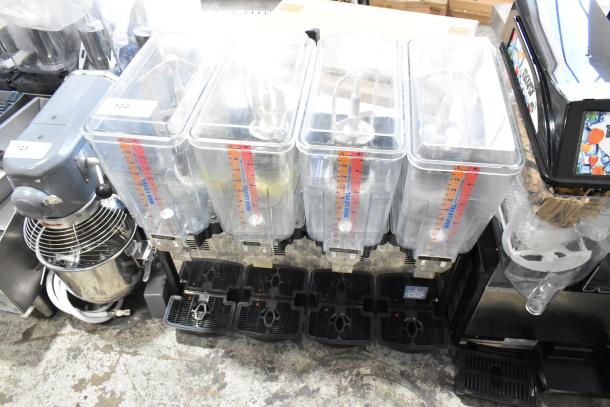Brand new Carnival King JETCOF 480M refrigerated beverage dispenser with four 5-gallon bowls, 115 Volts, 1 Phase.
