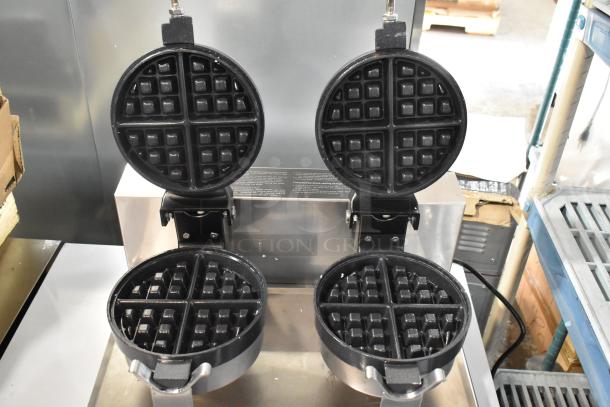 BRAND NEW Carnival King 382WBM26DGT stainless steel double Belgian waffle maker with digital controls. Non-stick, 120V.