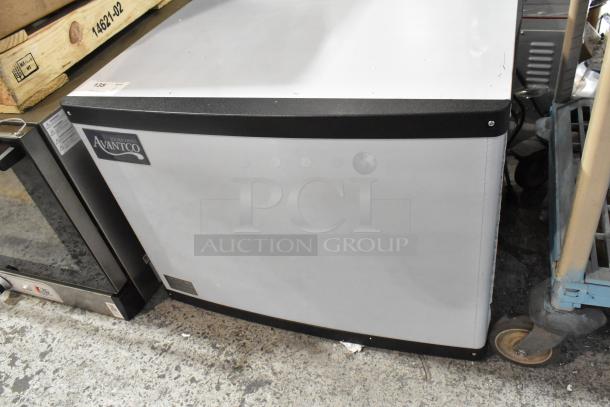 Brand new Avantco 194MCF430A stainless steel ice machine, 397 lb capacity, 115V, 1 phase, with minor scratches and dents.