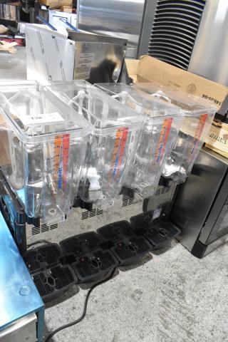Carnival King JETCOF 480M stainless steel quadruple 5-gallon refrigerated beverage dispenser, brand new, 115 volts.