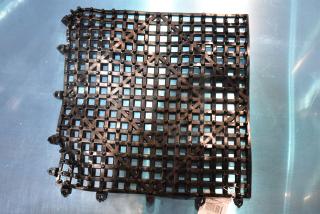 2 new scratch and dent Choice 176BM12BK 12" x 12" black interlocking bar mats, in package, grid design, sturdy plastic.