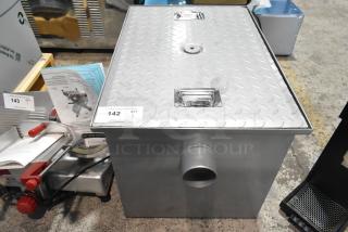 Brand new Regency 600GT25 grease trap, 50 lb., 25 GPM, 3" non-threaded connections, scratch and dent condition.