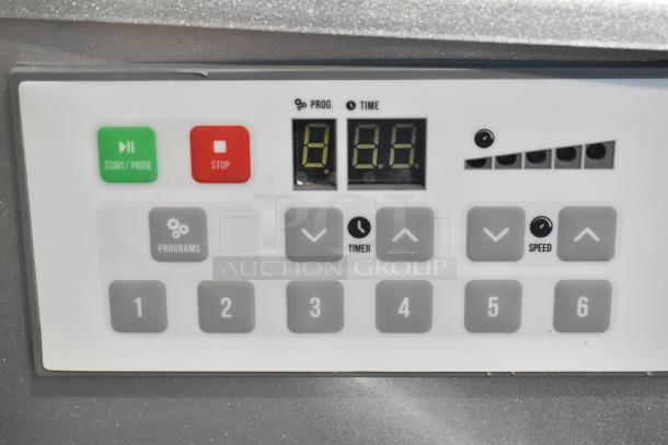 Control panel of Estella 348EMIX12G 12 Qt. commercial mixer. Features start/pause, stop, programs, timer, and speed settings.