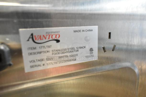Avantco 177LT87 12 Tray Food Dehydrator, stainless steel, glass door, 120V, scratch and dent, serial 177LT8720230500154.