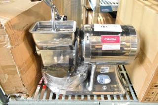 Brand new Estella 348CG112 stainless steel electric hard cheese grater, 120V, 3.3 lb/min, scratch and dent condition.