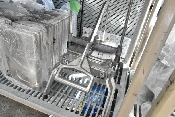 Brand new Nemco metal countertop lettuce head cutter, scratch and dent condition, NSF certified, USA made label.
