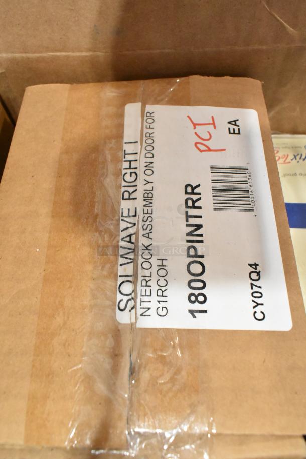 Solwave 180OPINTRR Right Interlock Door Assembly box with label showing item details. Brand new condition.