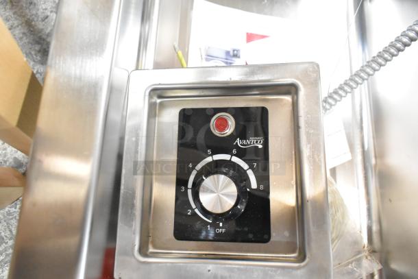 BRAND NEW Avantco 177TM12A stainless steel hot food well, scratch and dent, top-mount, round corners, with drain, 120V.