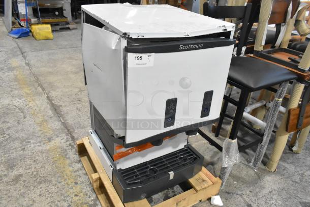 Brand new Scotsman HID525AB-1A ice machine, 25 lb. storage, scratch and dent condition, countertop model, push button dispensing.