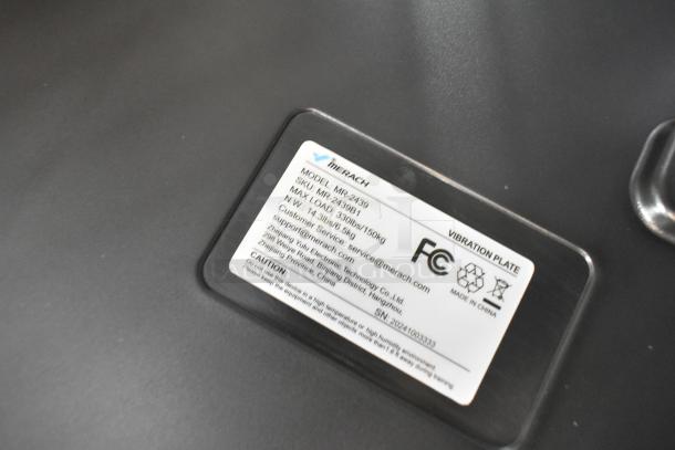Merach MR-2439 Vibration Plate, new, scratch and dent, model info and specs label visible, max load 330lbs.