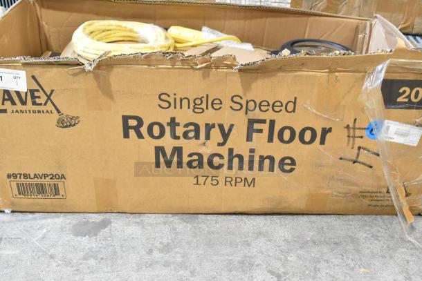 BRAND NEW Lavex 978LAVP20A 20" Single Speed Rotary Floor Cleaning Machine, 175 RPM, 120 Volts. Box has scratches and dents.