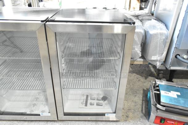 Brand new Excellence EMM-3HC metal black countertop display refrigerator, scratch and dent, swing door, 115 volts, 1 phase.